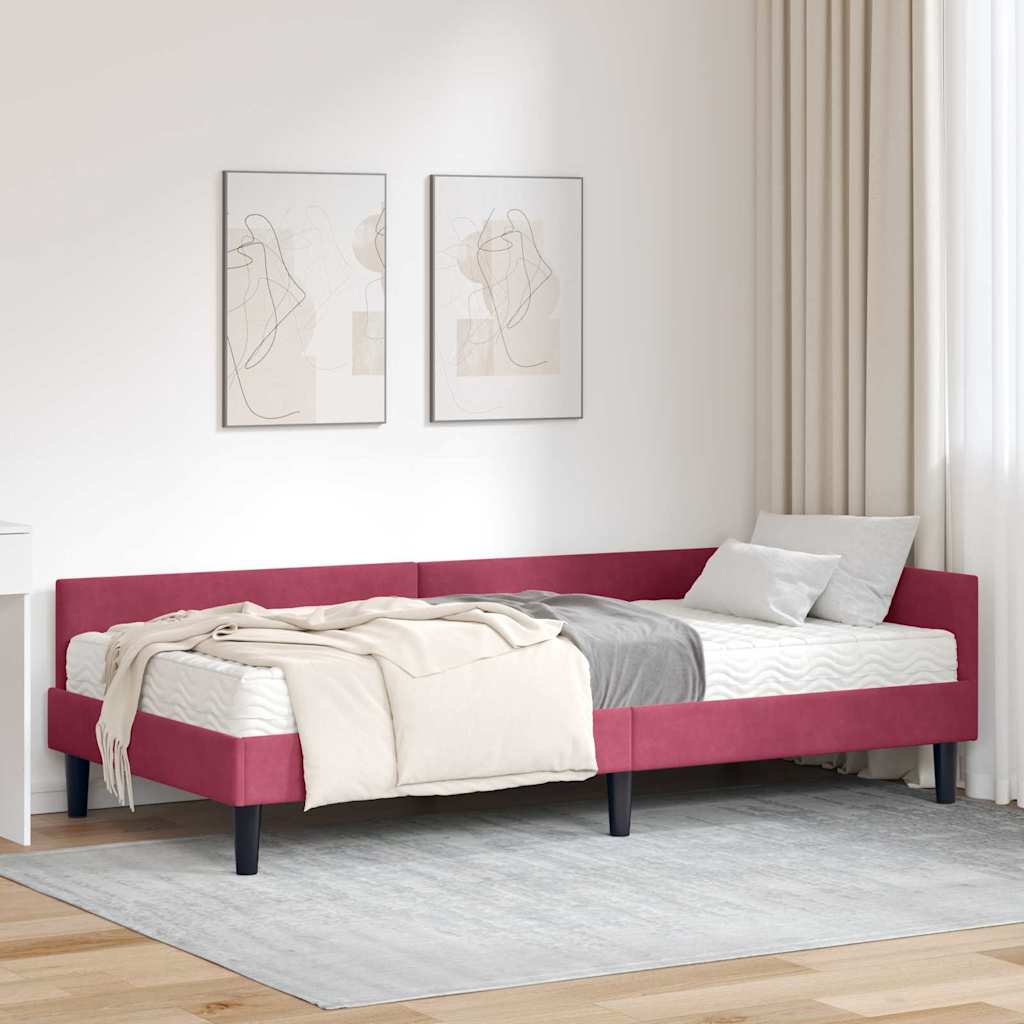 Cadre de lit d'angle avec matelas Autre 2 pcs Vert Velours - XIOS