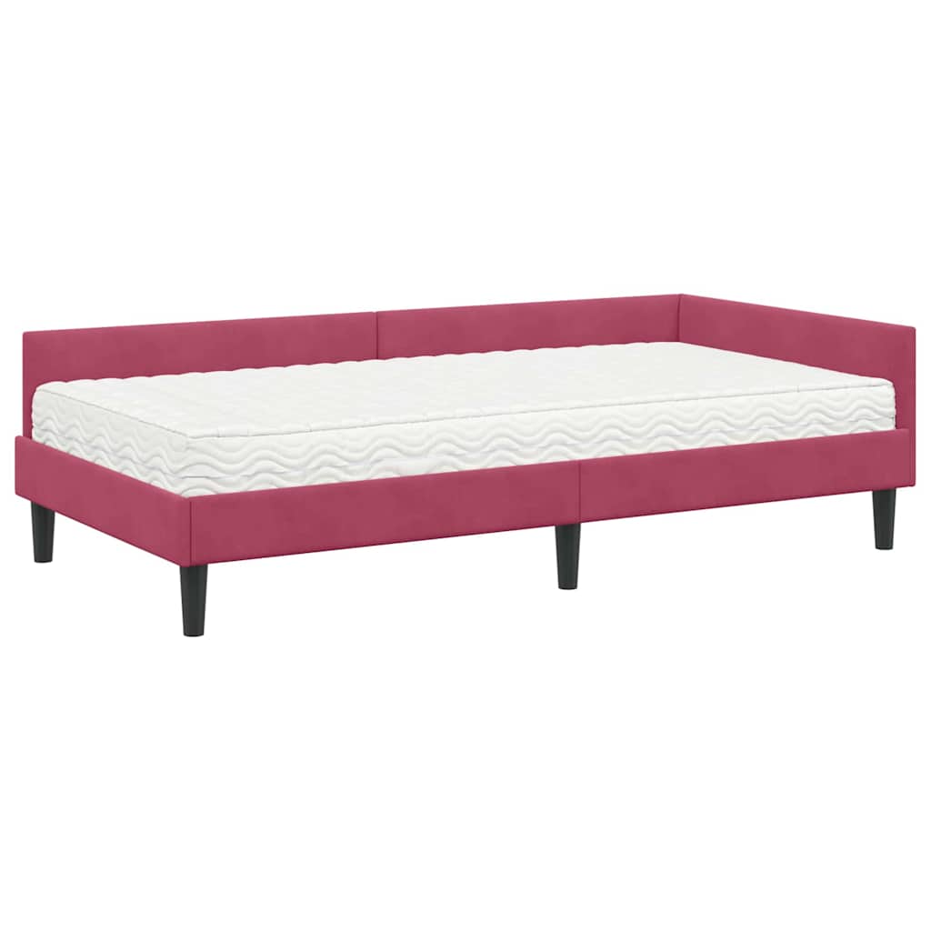 Cadre de lit d'angle avec matelas Autre 2 pcs Vert Velours - XIOS