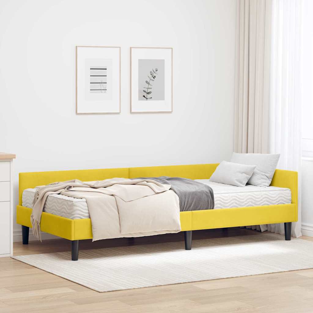 Cadre de lit d'angle avec matelas Autre 2 pcs Jaune Velours - XIOS
