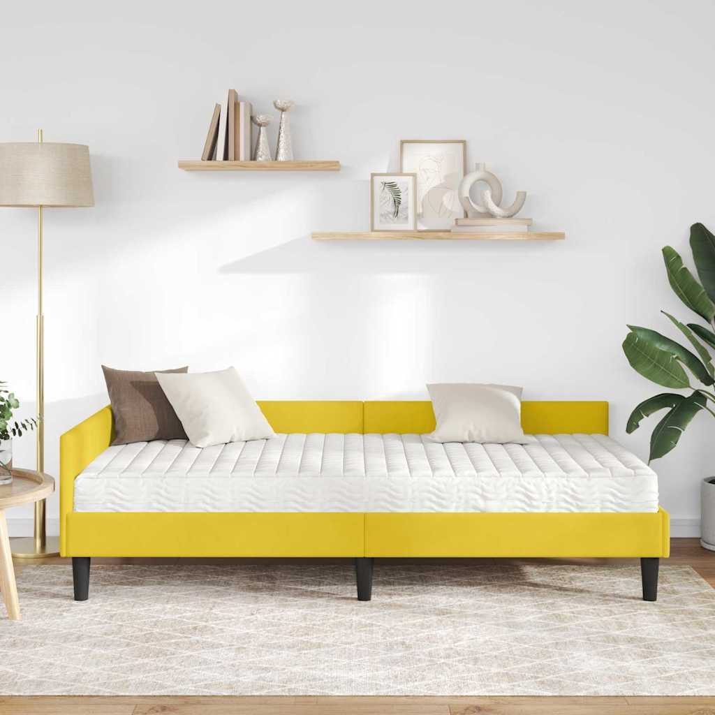 Cadre de lit d'angle avec matelas Autre 2 pcs Jaune Velours - XIOS