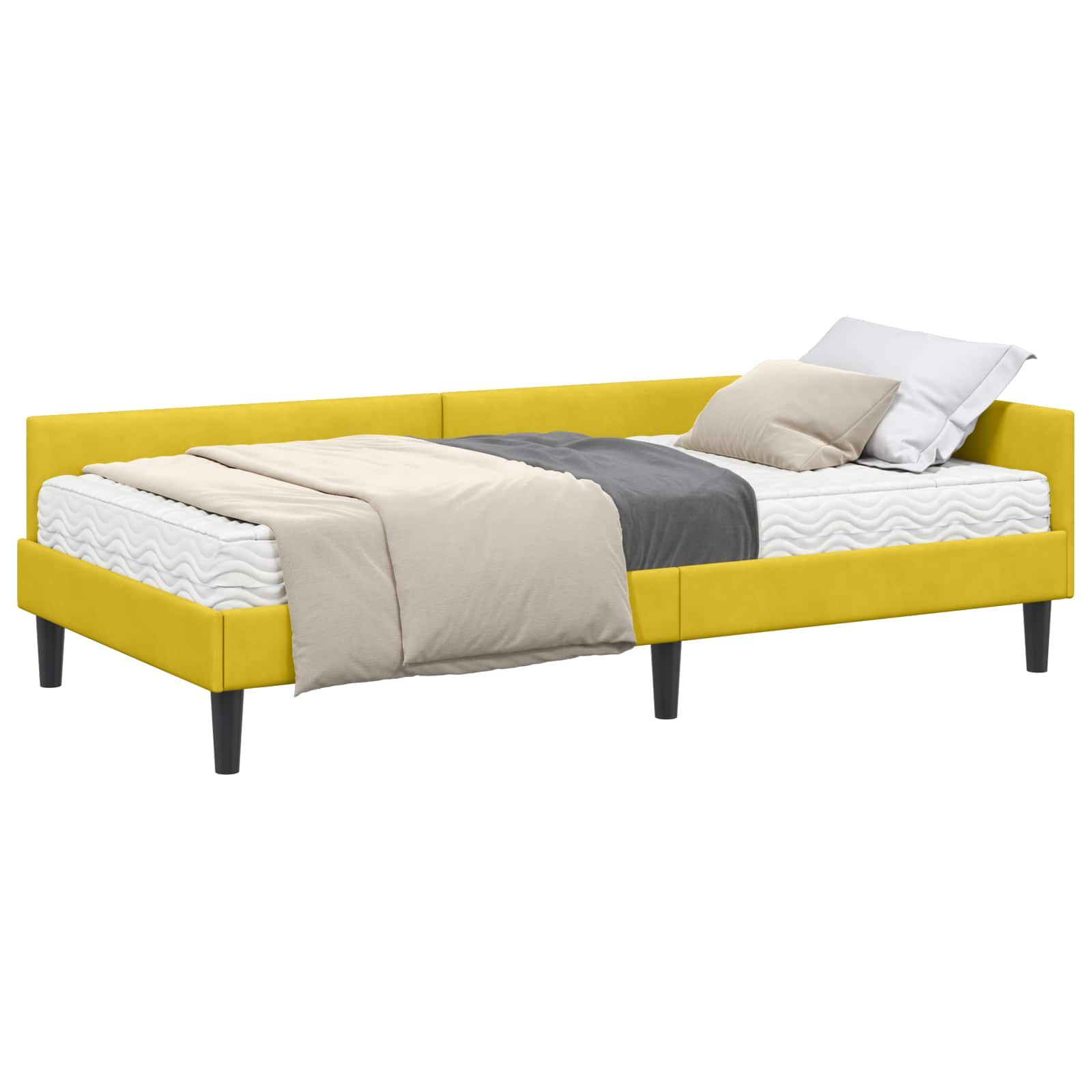 Cadre de lit d'angle avec matelas Autre 2 pcs Jaune Velours - XIOS