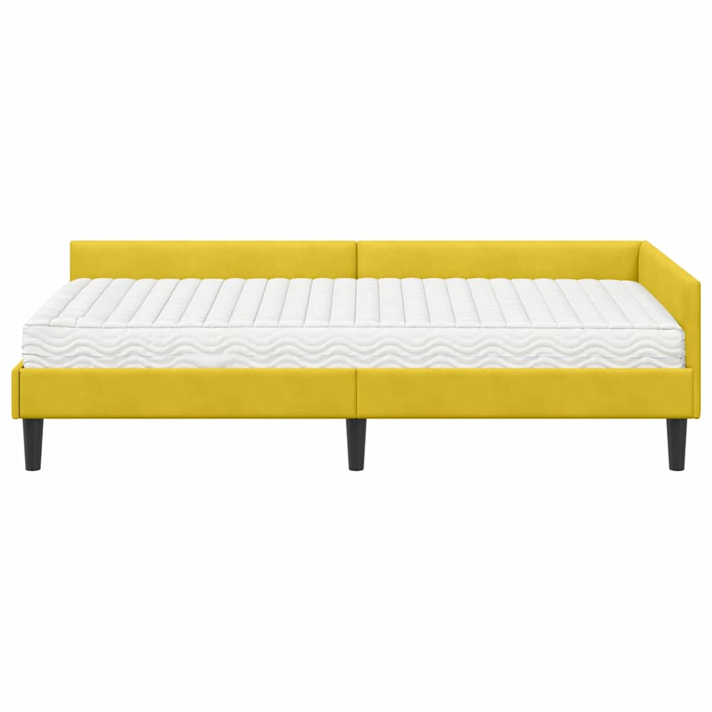 Cadre de lit d'angle avec matelas Autre 2 pcs Jaune Velours - XIOS