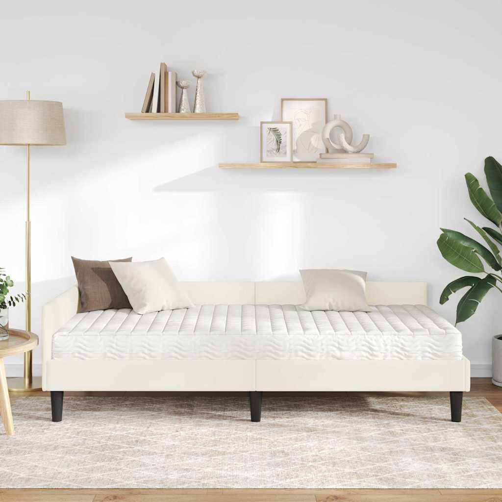 Cadre de lit d'angle avec matelas Autre 2 pcs Crème Velours - XIOS