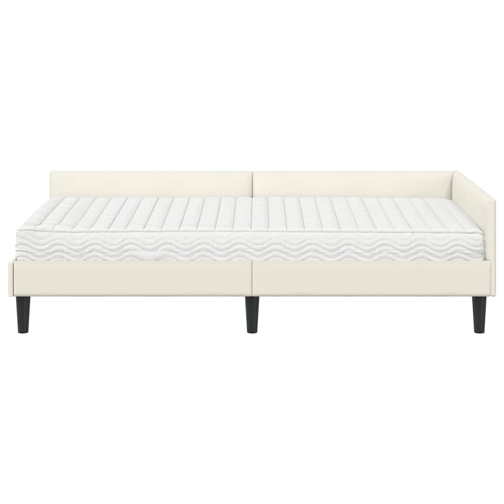 Cadre de lit d'angle avec matelas Autre 2 pcs Crème Velours - XIOS