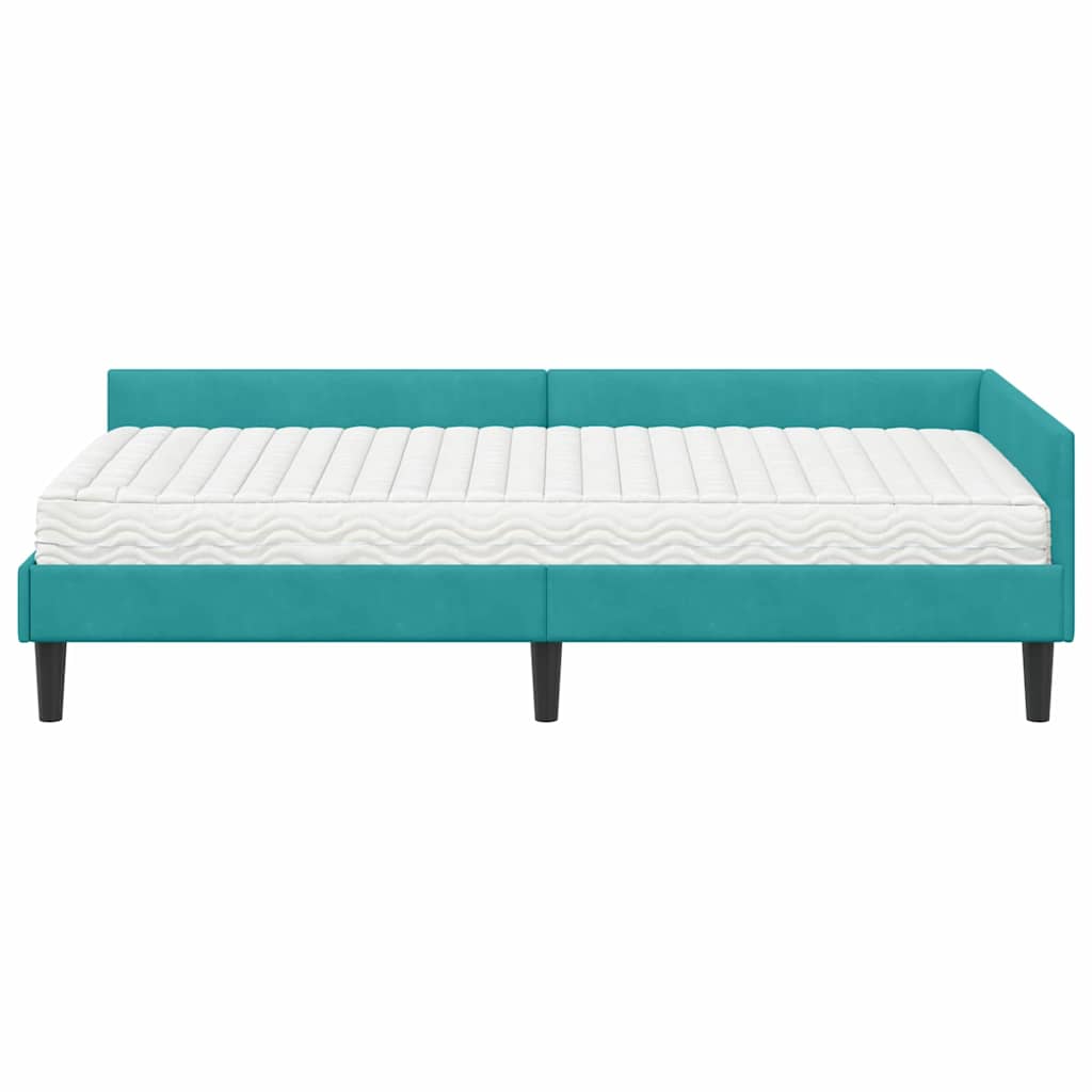 Cadre de lit d'angle avec matelas Autre 2 pcs Turquoise Velours - XIOS