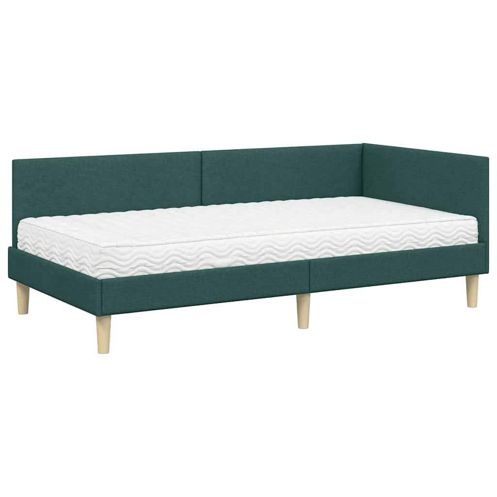 Cadre de lit d'angle avec matelas Autre 2 pcs Vert tissu - XIOS