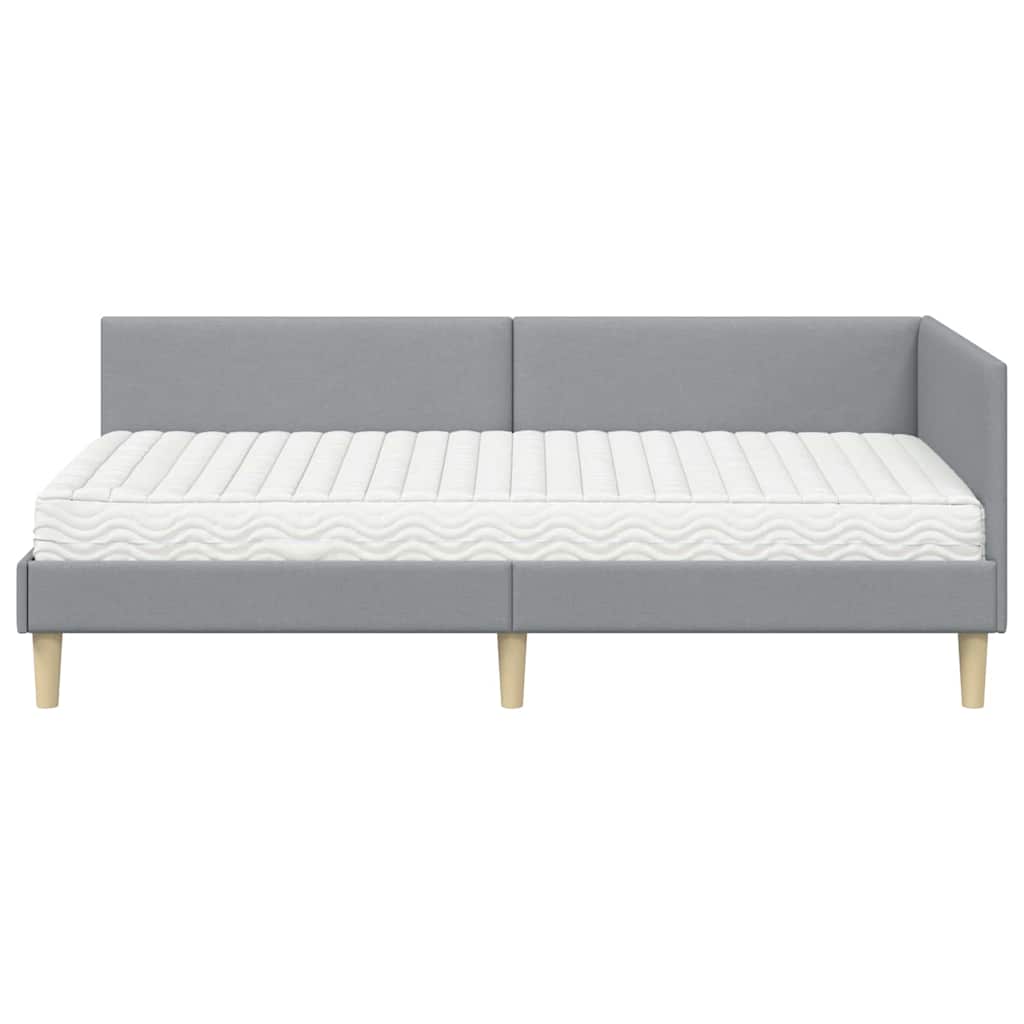 Cadre de lit d'angle avec matelas Autre 2 pcs Gris clair tissu - XIOS