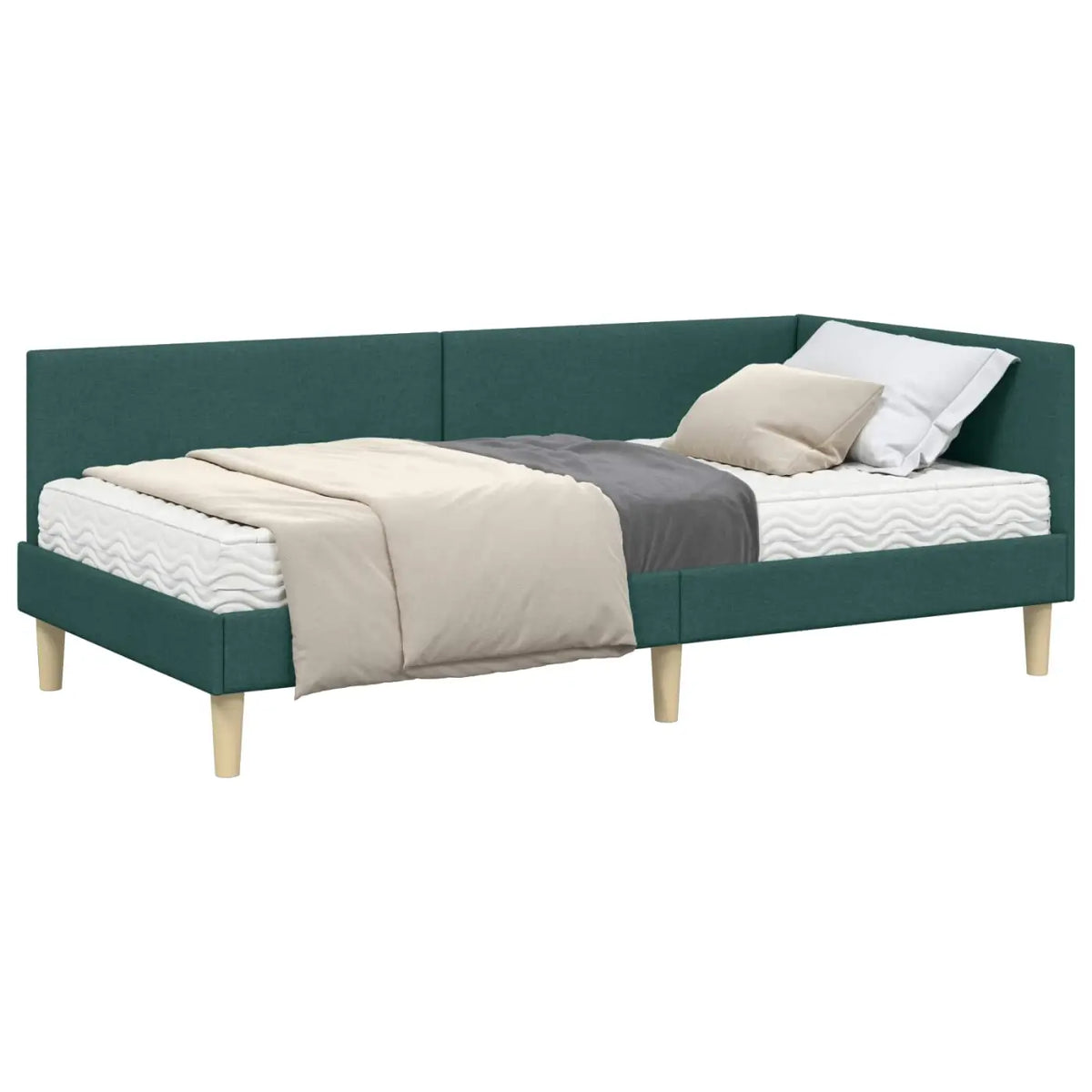 Cadre de lit d’angle avec matelas 2 pc Vert foncé 90 x 190 cm - XIOS