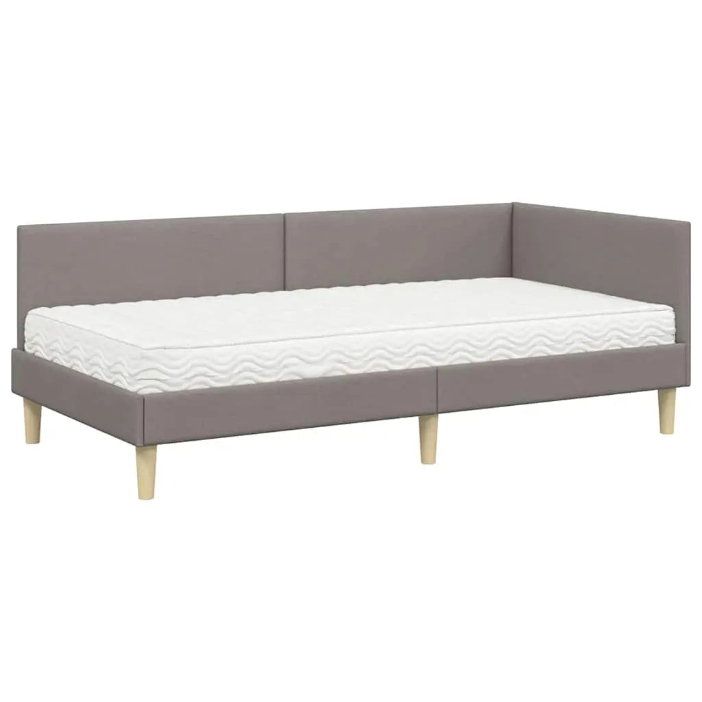 Cadre de lit d’angle avec matelas 2 pc Taupe 90 x 200 cm tissu - XIOS