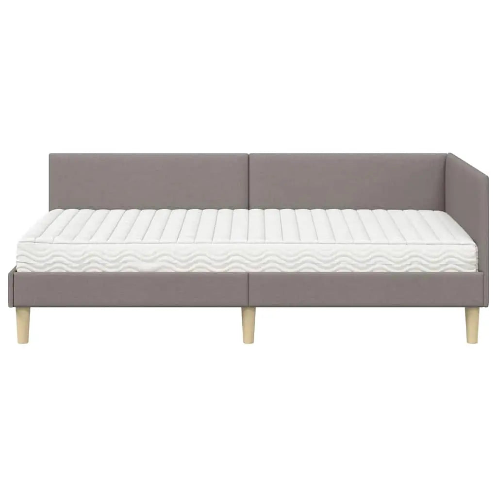 Cadre de lit d’angle avec matelas 2 pc Taupe 90 x 200 cm tissu - XIOS