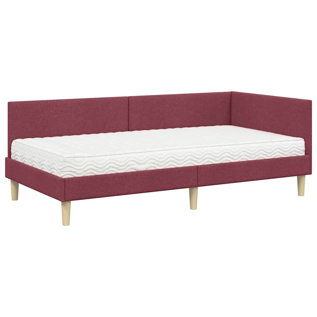 Cadre de lit d'angle avec matelas Autre 2 pcs Gris tissu - XIOS