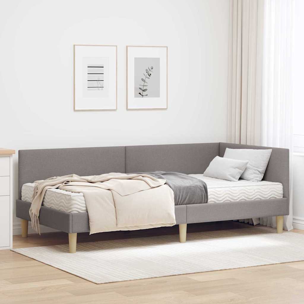 Cadre de lit d'angle avec matelas Autre 2 pcs Taupe tissu - XIOS