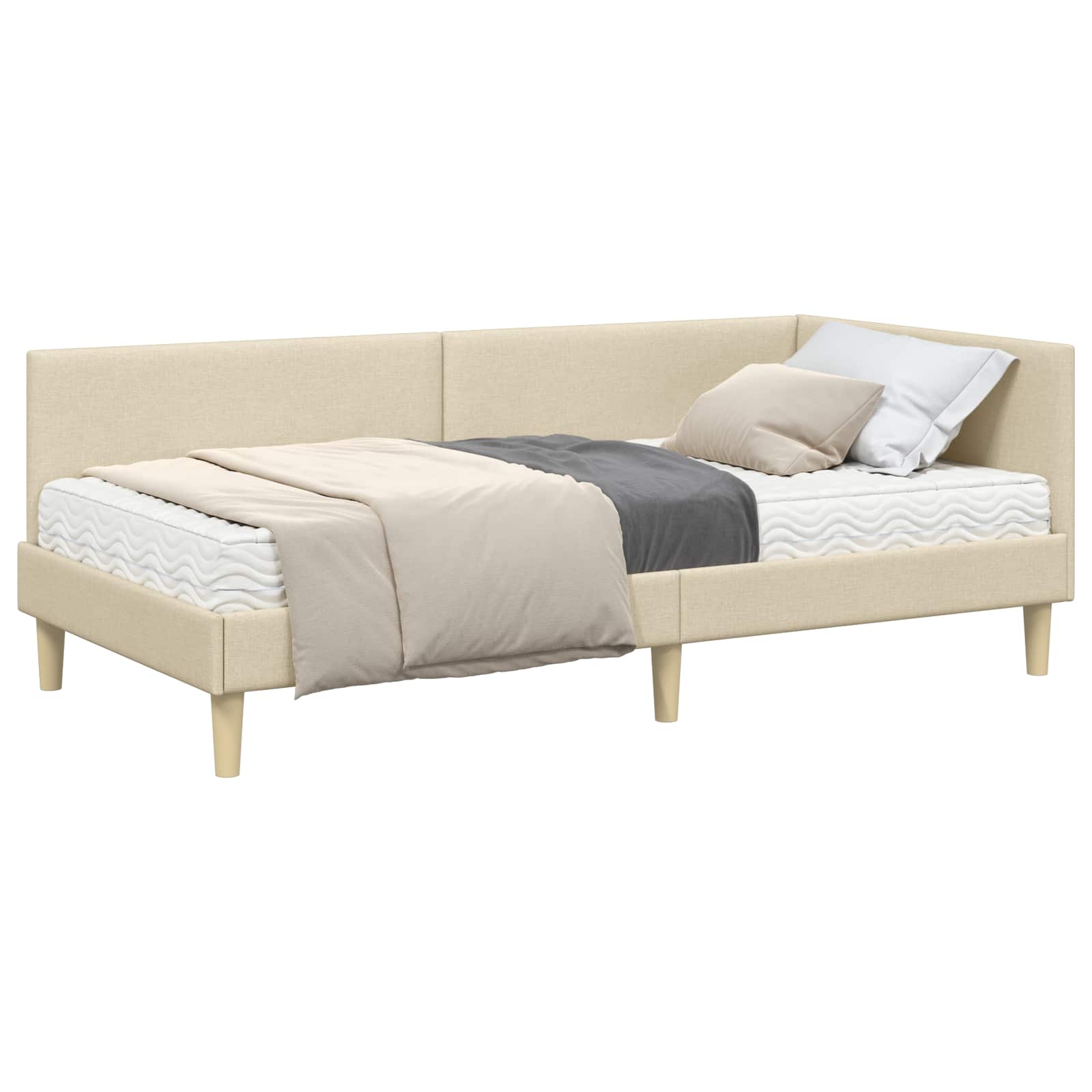 Cadre de lit d'angle avec matelas Autre 2 pcs Crème tissu - XIOS