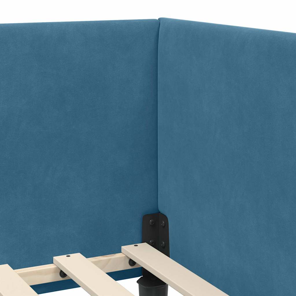 Cadre de lit d'angle avec matelas Autre 2 pcs Bleu Velours - XIOS