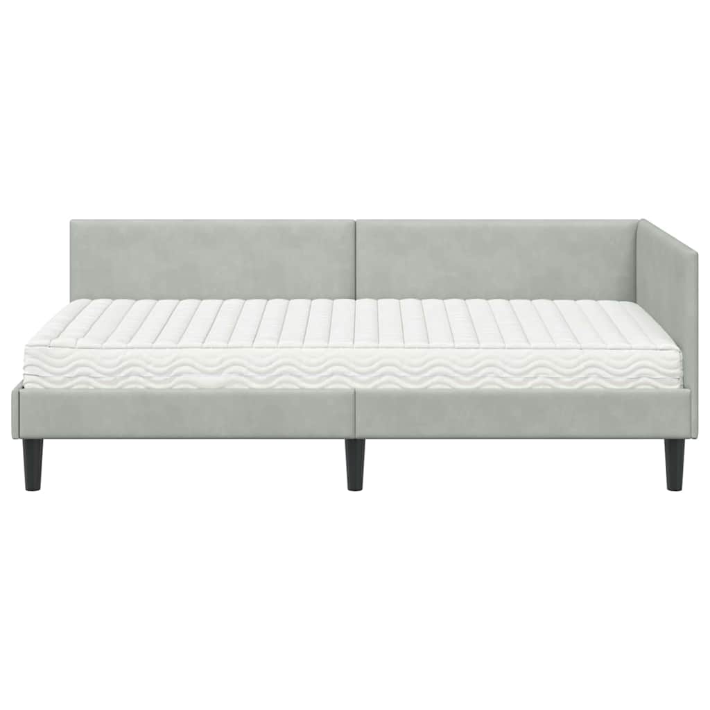 Cadre de lit d'angle avec matelas 2 pcs Gris clair Velours - XIOS