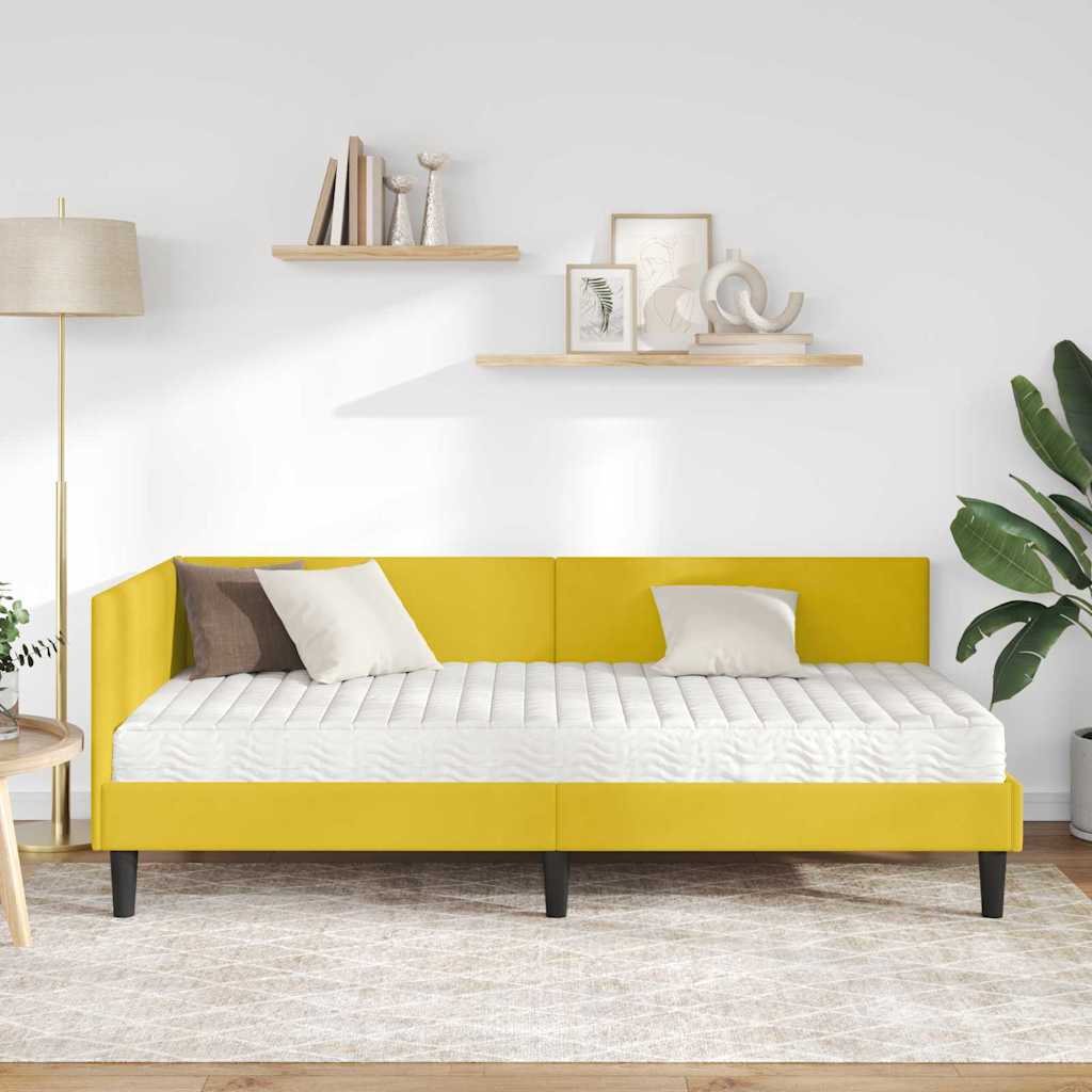 Cadre de lit d'angle avec matelas Autre 2 pcs Jaune Velours - XIOS