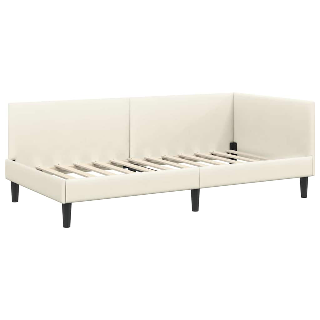 Cadre de lit d'angle avec matelas Autre 2 pcs Crème Velours - XIOS
