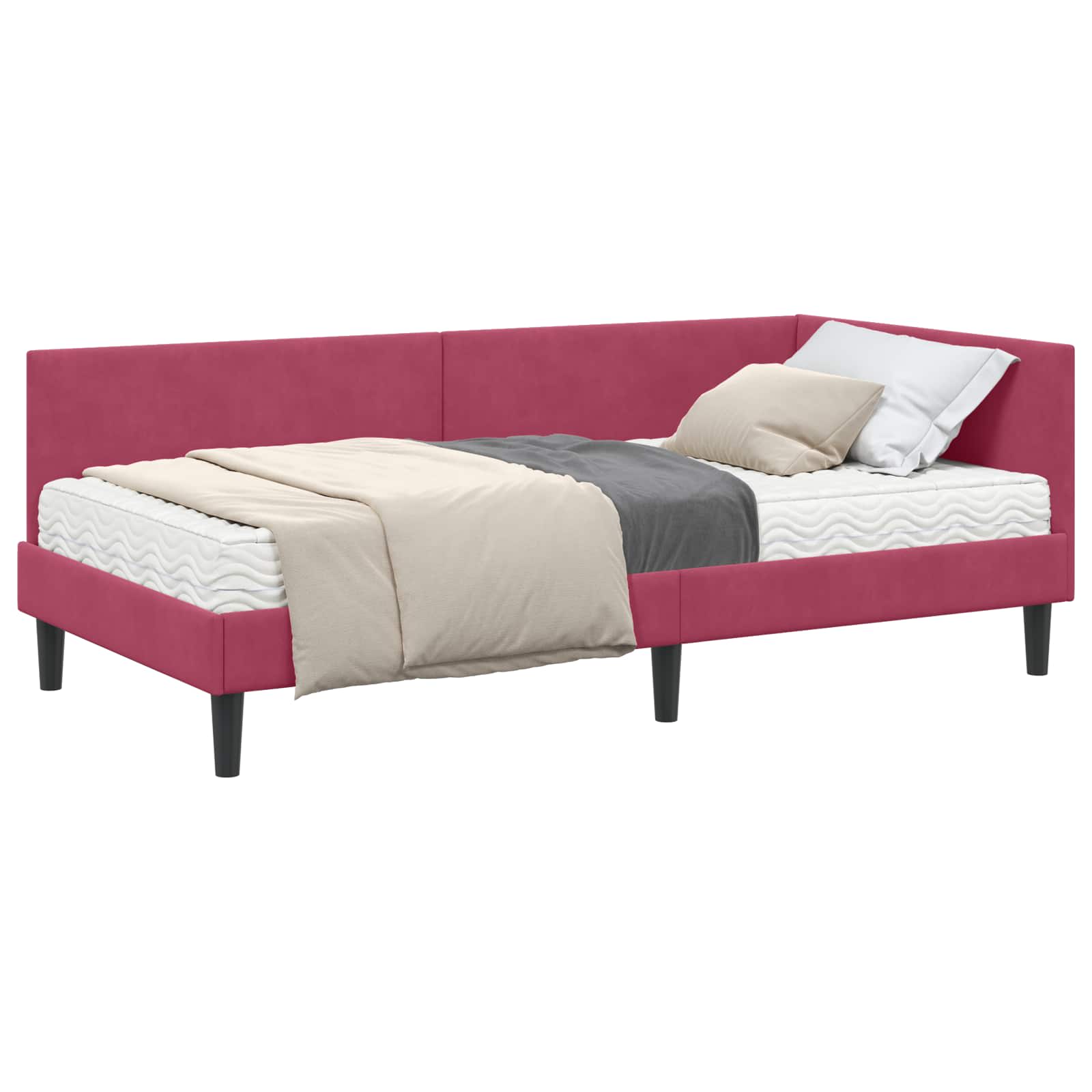 Cadre de lit d'angle avec matelas Autre 2 pcs Vert Velours - XIOS