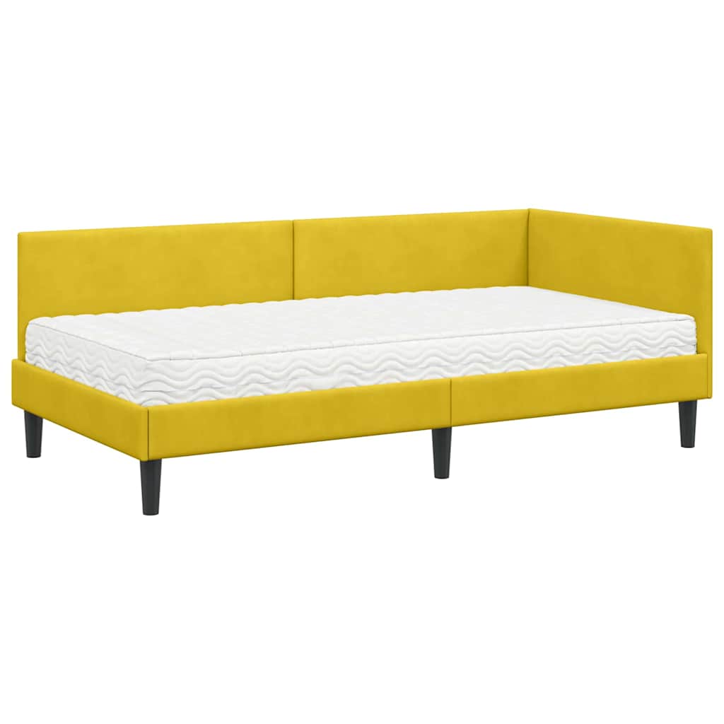 Cadre de lit d'angle avec matelas Autre 2 pcs Jaune Velours - XIOS
