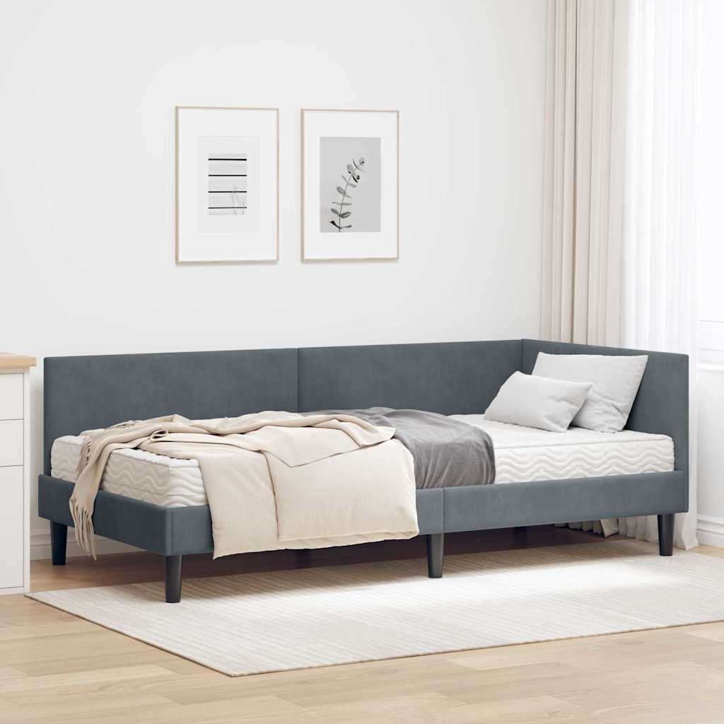 Cadre de lit d'angle avec matelas Autre 2 pcs Gris Velours - XIOS