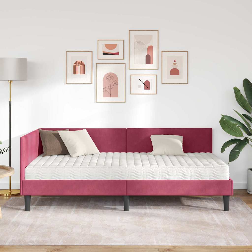 Cadre de lit d'angle avec matelas Autre 2 pcs Vert Velours - XIOS