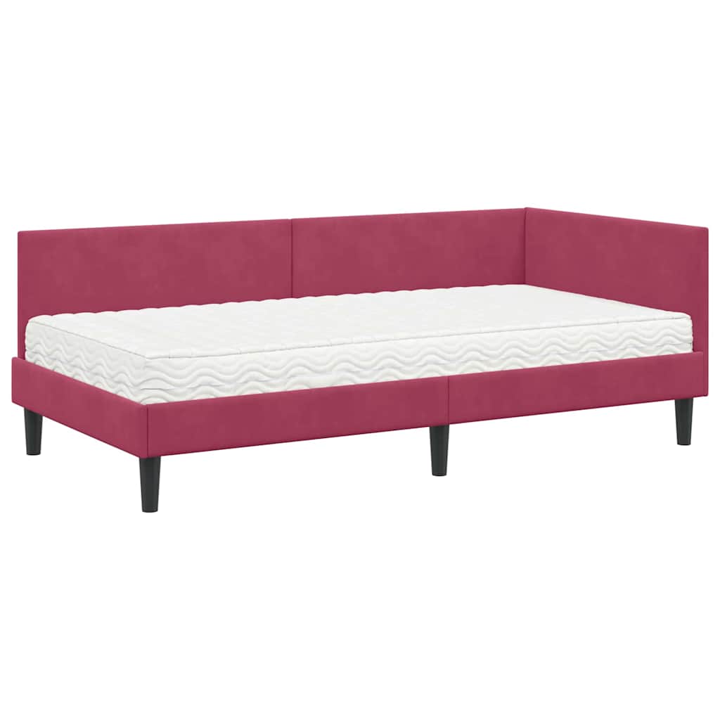 Cadre de lit d'angle avec matelas Autre 2 pcs Vert Velours - XIOS