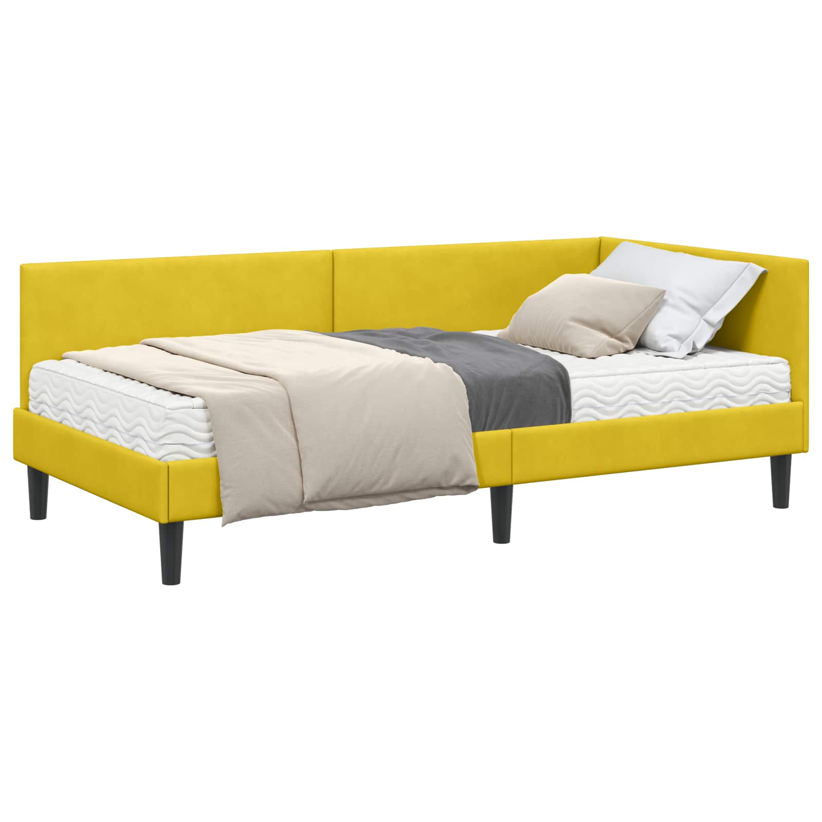 Cadre de lit d'angle avec matelas Autre 2 pcs Jaune Velours - XIOS