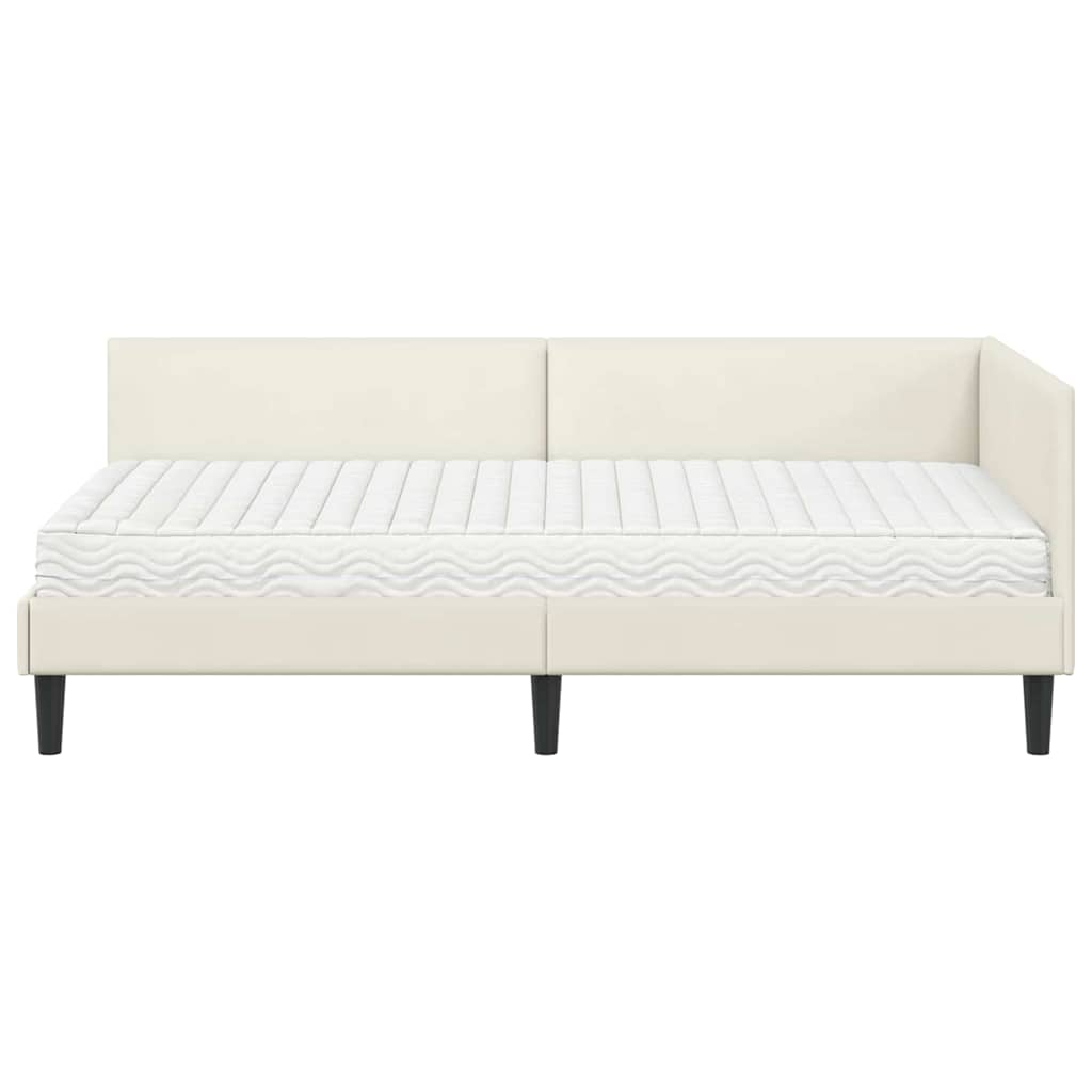 Cadre de lit d'angle avec matelas Autre 2 pcs Crème Velours - XIOS