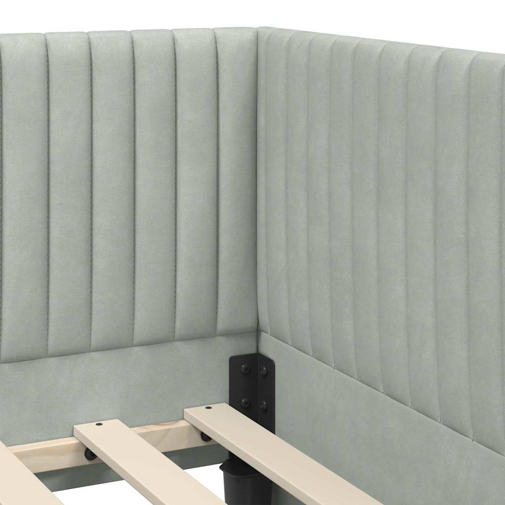 Cadre de lit d'angle avec matelas 2 pcs Gris clair Velours - XIOS