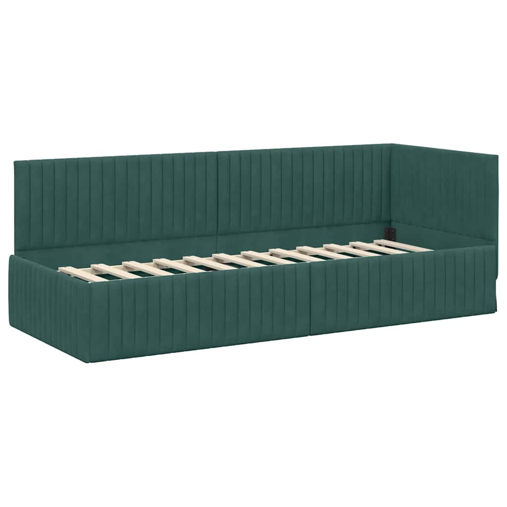 Cadre de lit d'angle avec matelas 2 pcs Vert Velours - XIOS