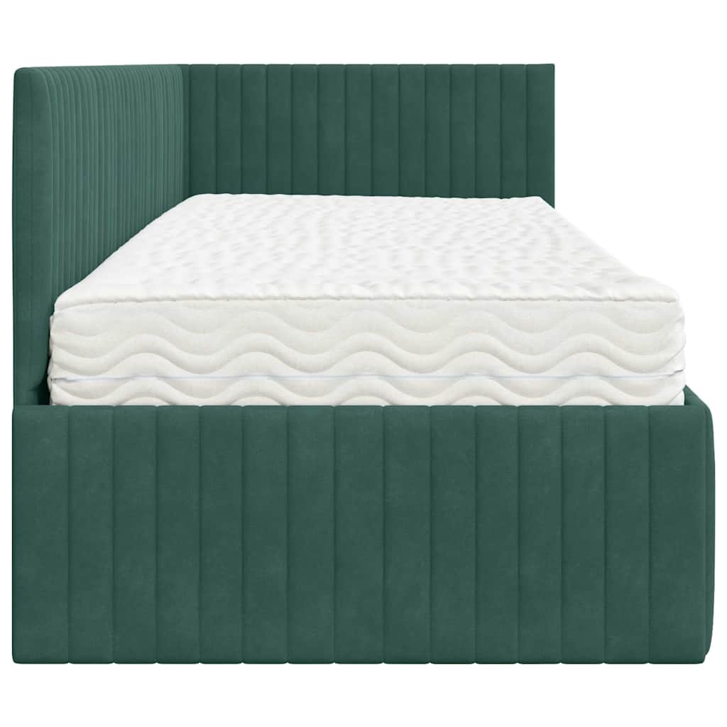 Cadre de lit d'angle avec matelas 2 pcs Vert Velours - XIOS