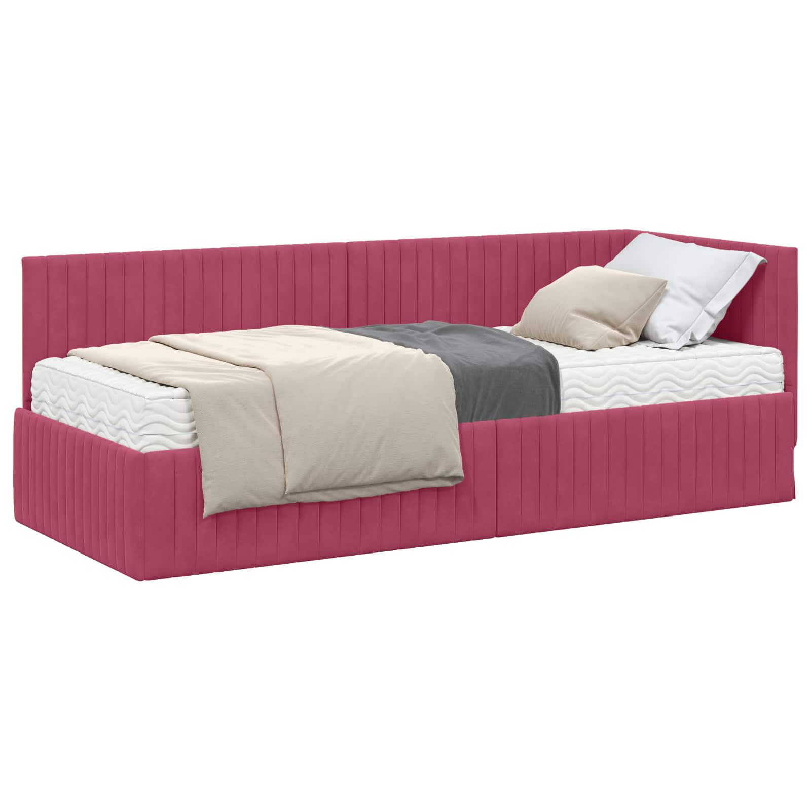 Cadre de lit d'angle avec matelas 2 pcs Vert Velours - XIOS
