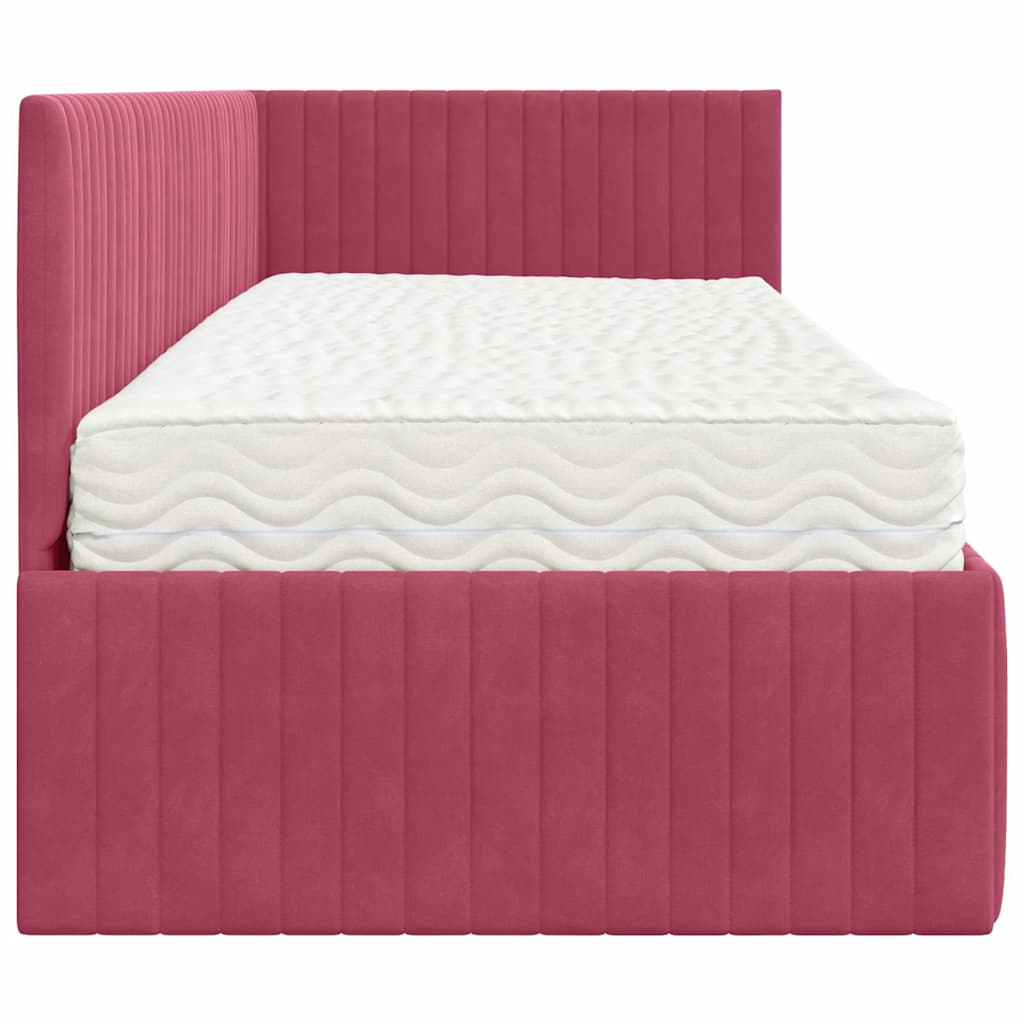 Cadre de lit d'angle avec matelas 2 pcs Vert Velours - XIOS