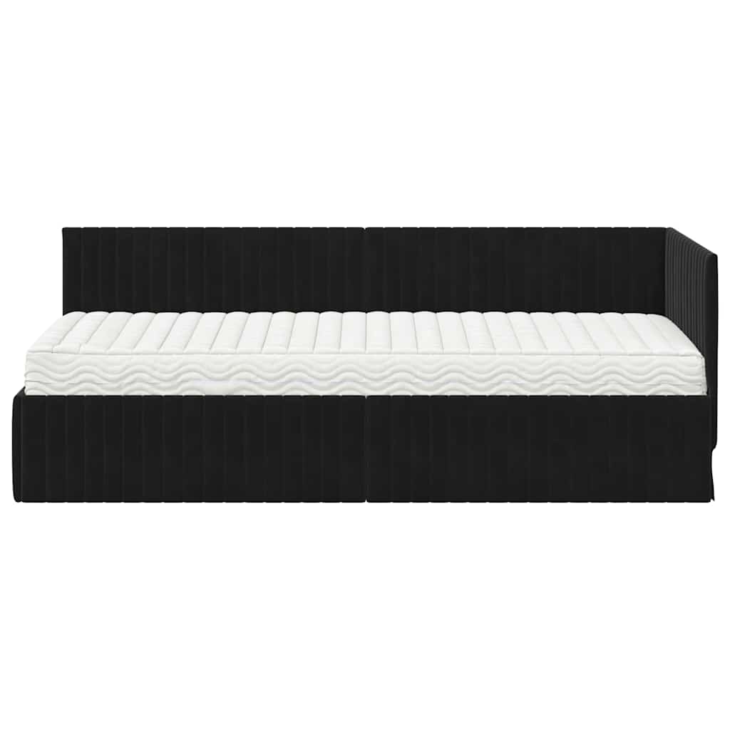 Cadre de lit d'angle avec matelas 2 pcs Noir Velours - XIOS