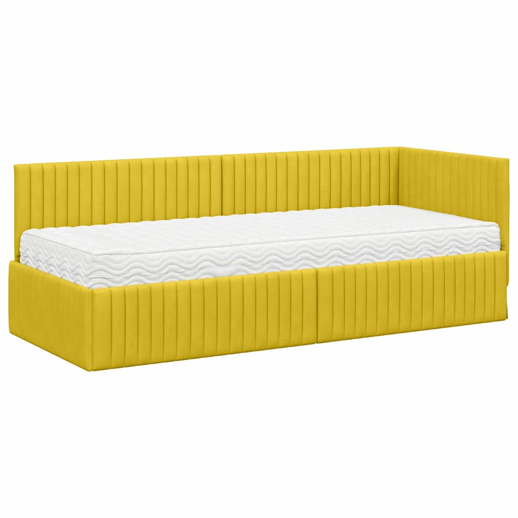 Cadre de lit d'angle avec matelas 2 pcs Jaune Velours - XIOS