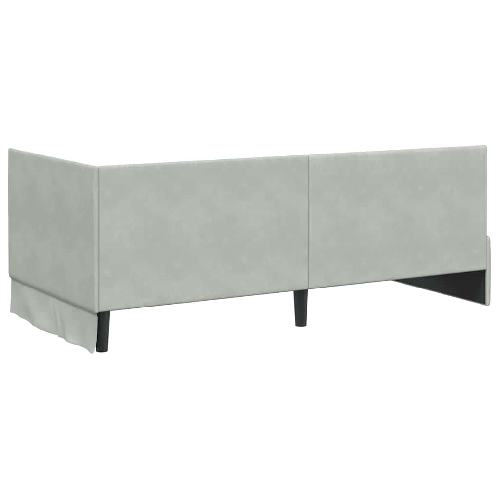 Cadre de lit d'angle avec matelas 2 pcs Gris clair Velours
