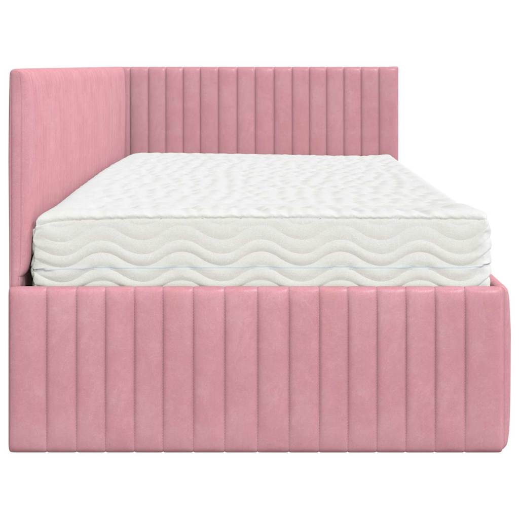 Cadre de lit d'angle avec matelas 2 pc Gris Velours