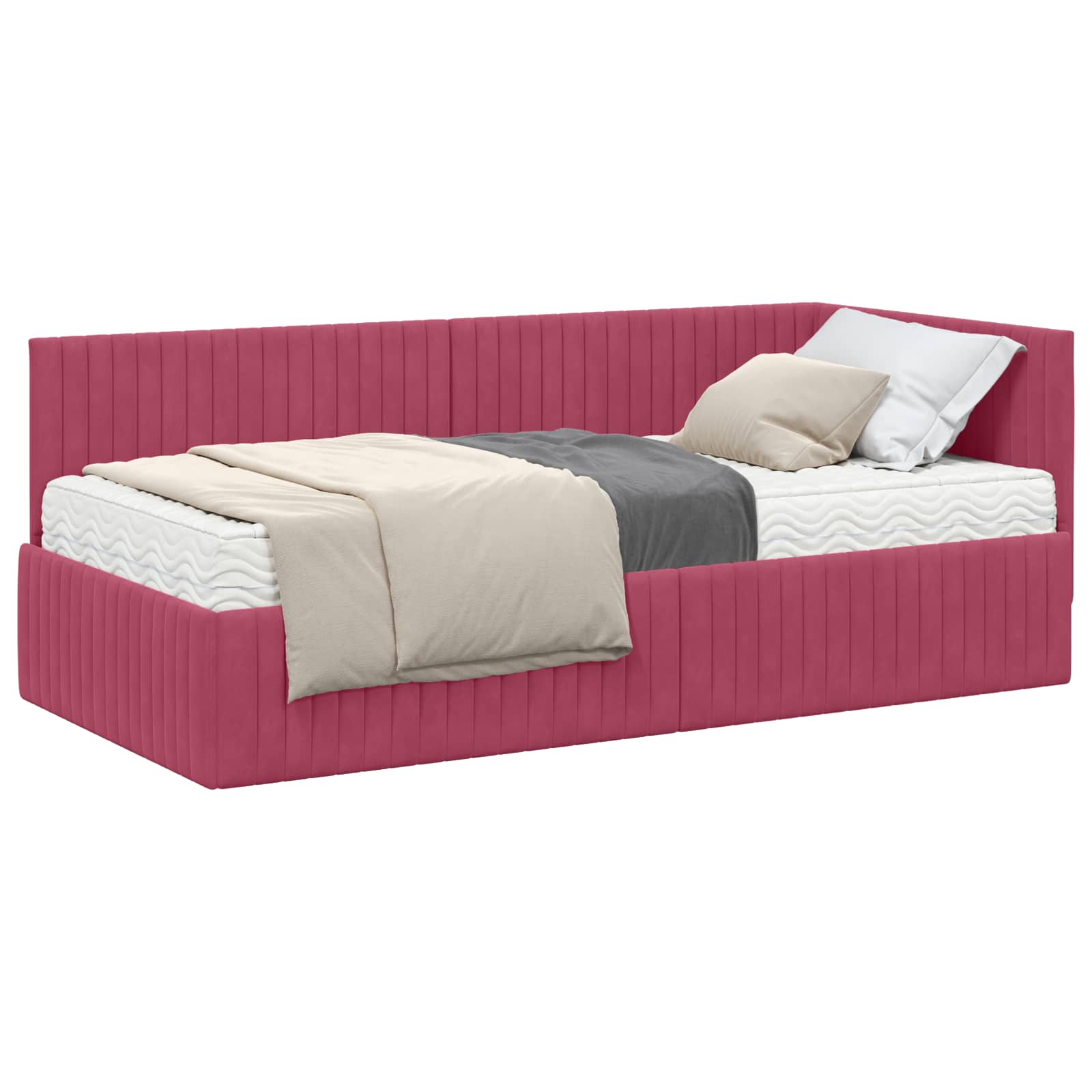 Cadre de lit d'angle avec matelas 2 pcs Vert Velours - XIOS