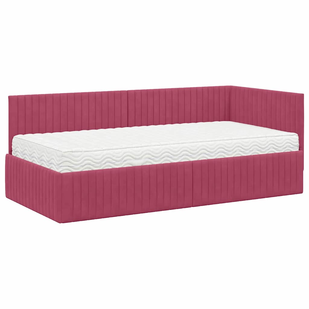 Cadre de lit d'angle avec matelas 2 pcs Vert Velours - XIOS