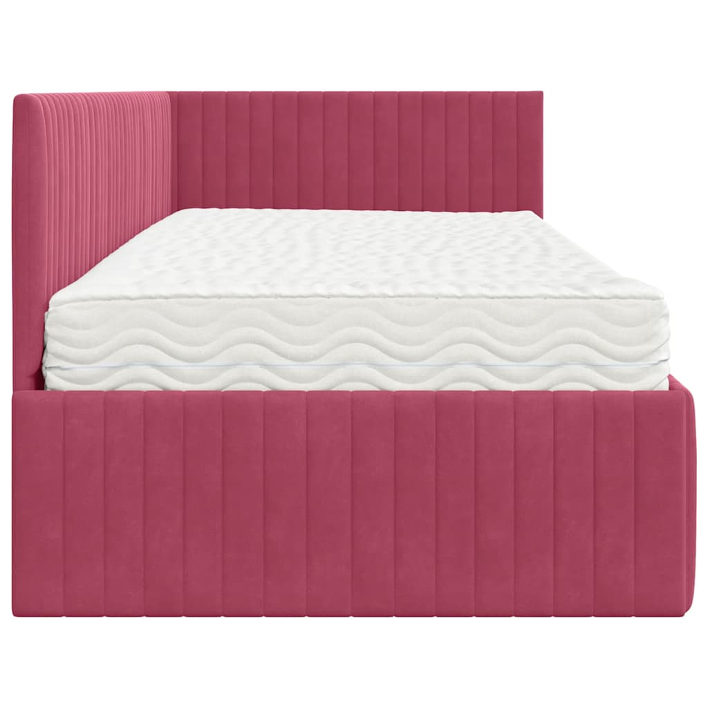 Cadre de lit d'angle avec matelas 2 pcs Vert Velours - XIOS