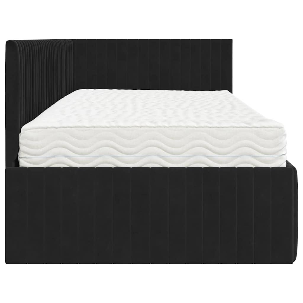 Cadre de lit d'angle avec matelas 2 pcs Noir Velours