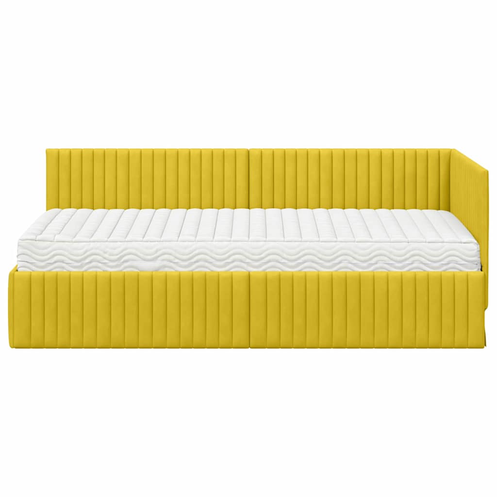 Cadre de lit d'angle avec matelas 2 pcs Jaune Velours - XIOS