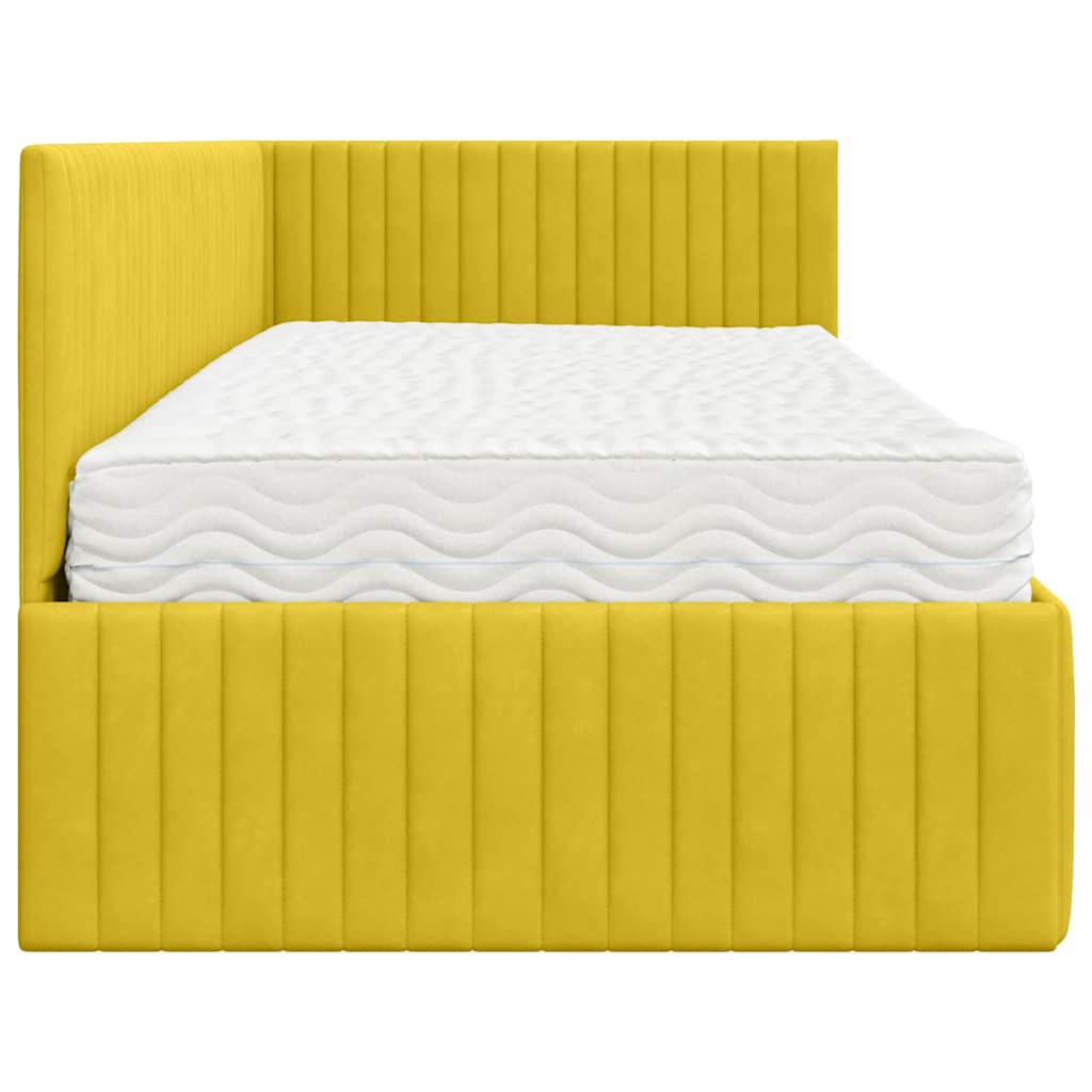 Cadre de lit d'angle avec matelas 2 pcs Jaune Velours - XIOS