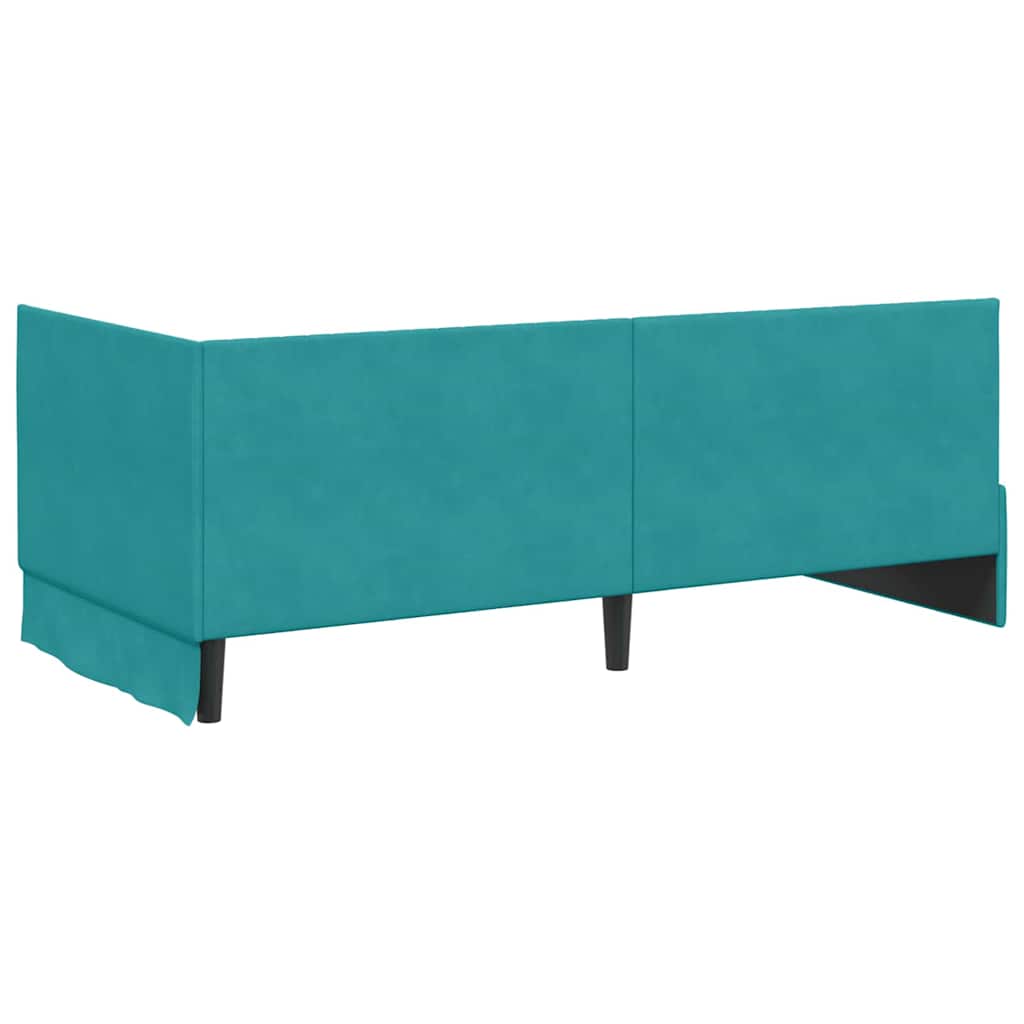 Cadre de lit d’angle avec matelas 2 pièces Turquoise Velours - XIOS Store SNC