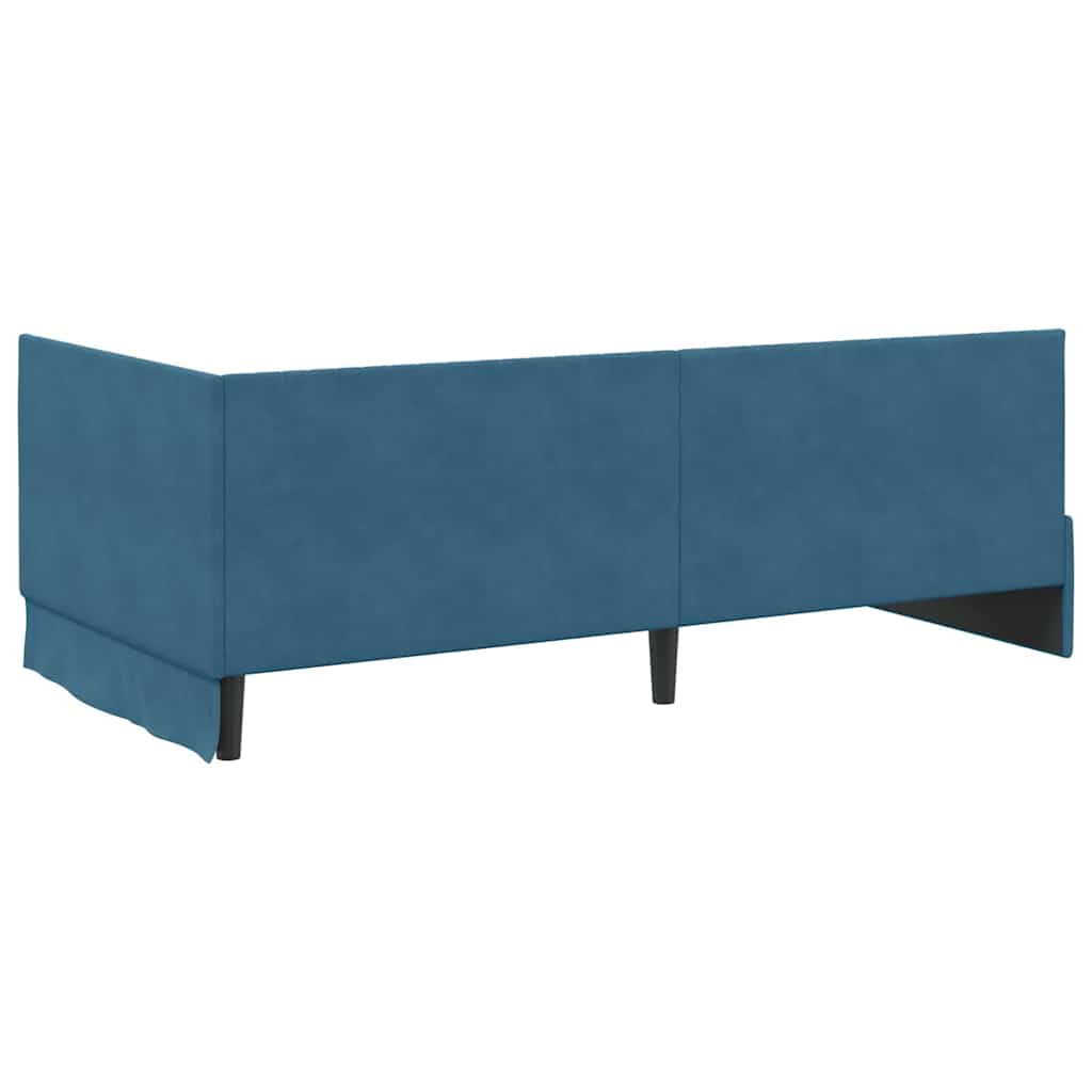 Cadre de lit d'angle avec matelas 2 pc Bleu Velours