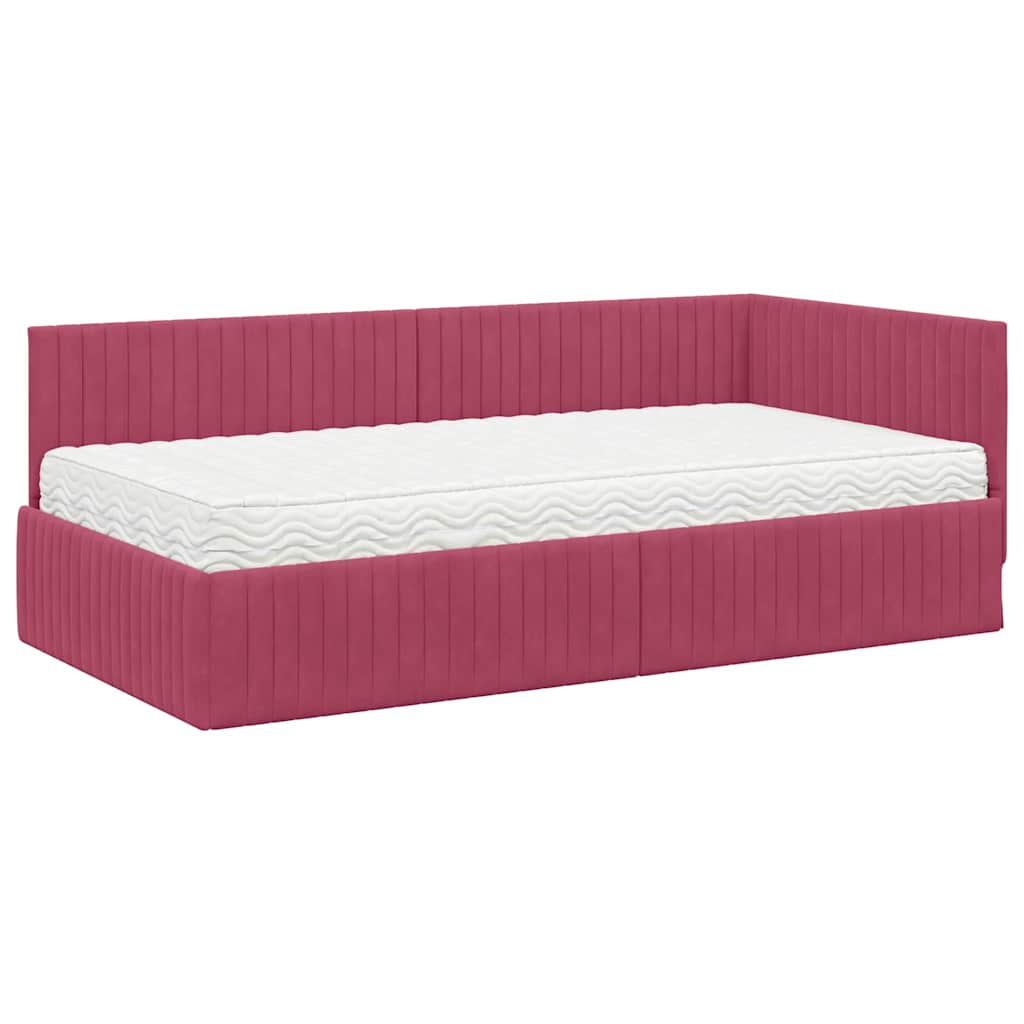 Cadre de lit d'angle avec matelas 2 pcs Vert Velours - XIOS