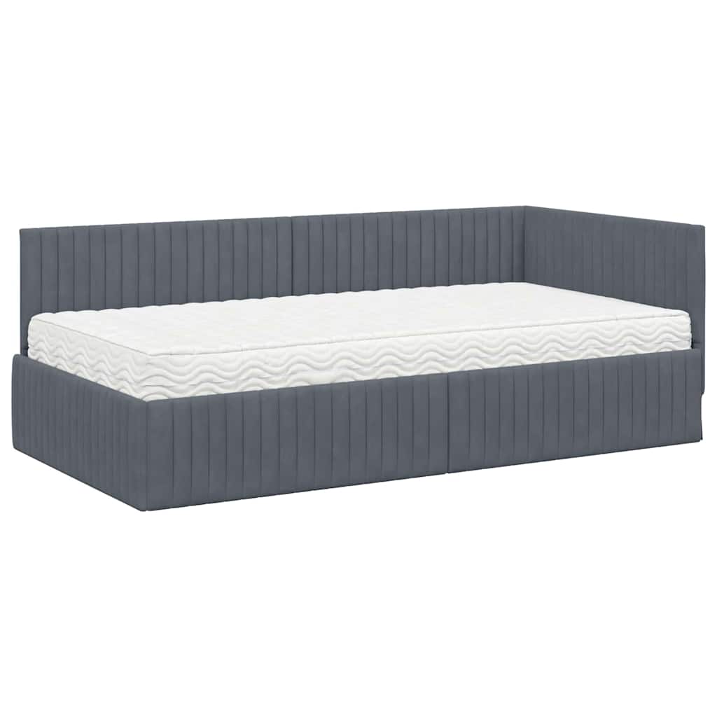 Cadre de lit d'angle avec matelas 2 pcs Gris Velours - XIOS