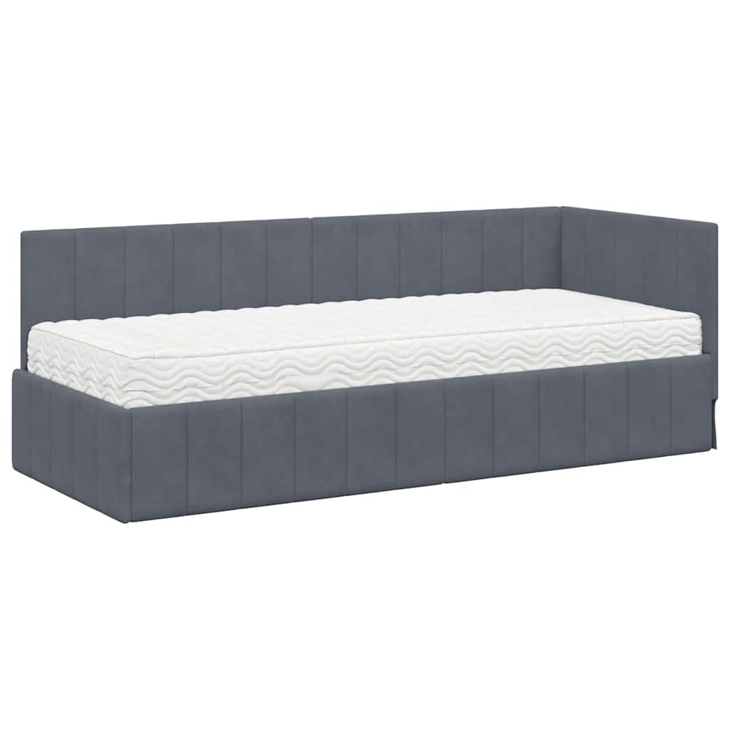 Cadre de lit d'angle avec matelas 2 pcs Gris Velours - XIOS