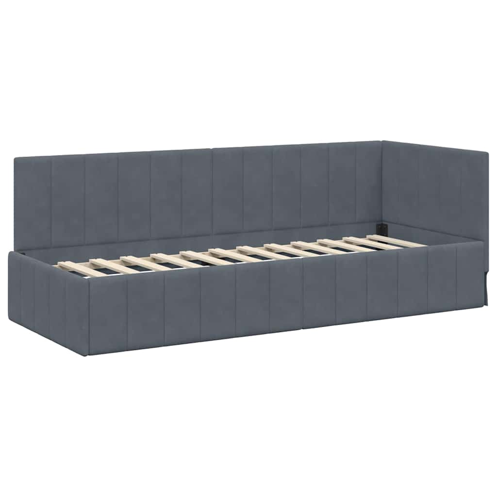 Cadre de lit d'angle avec matelas 2 pcs Gris Velours - XIOS