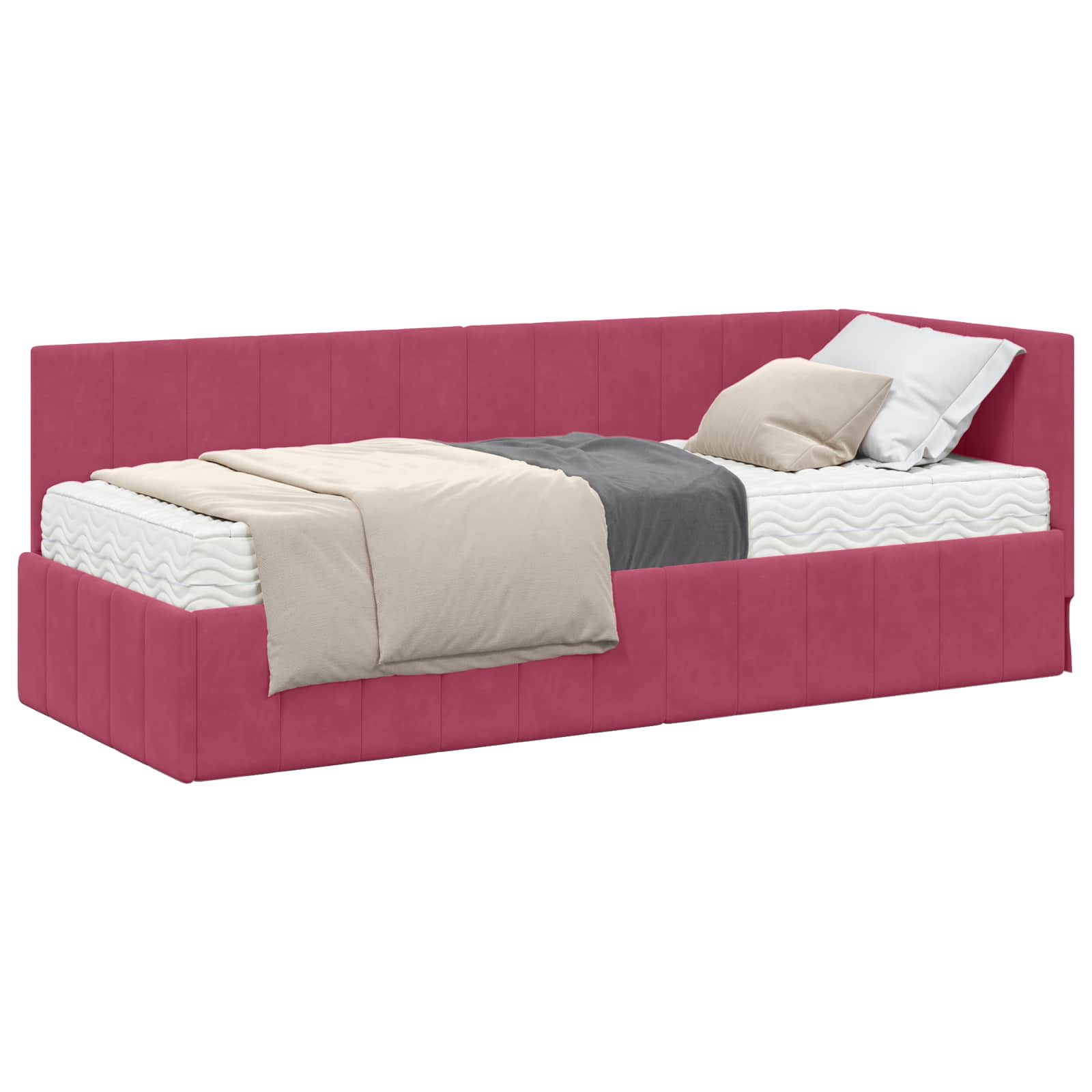 Cadre de lit d'angle avec matelas 2 pcs Vert Velours - XIOS